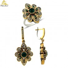 Gümüş Otantik Taşlı Set